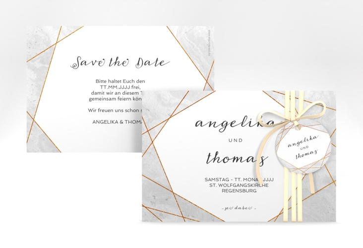 Save the Date-Karte Asymmetry A6 Karte quer grau
