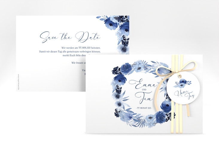 Save the Date-Karte Azzurro A6 Karte quer blau