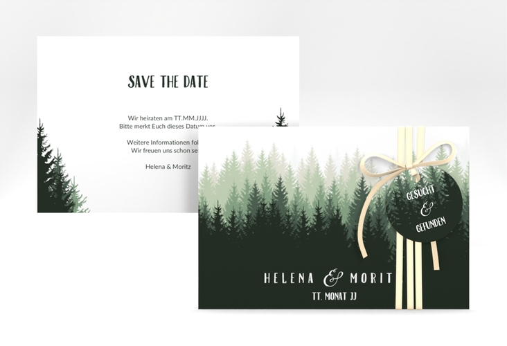 Save the Date-Karte Forest A6 Karte quer gruen hochglanz