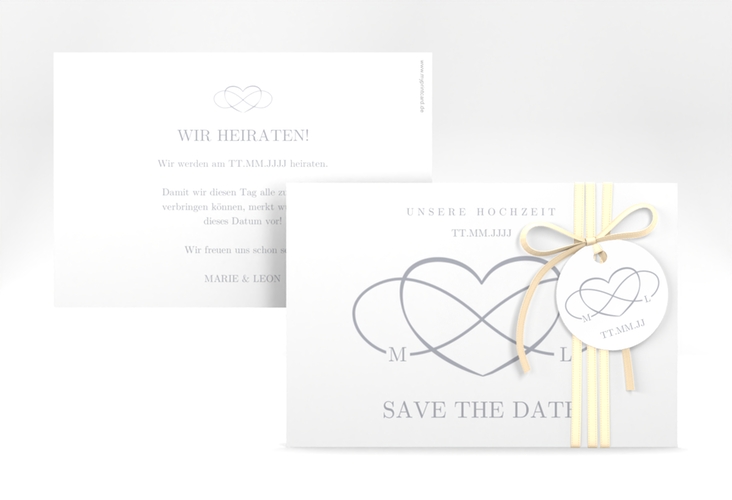Save the Date-Karte Infinity A6 Karte quer grau hochglanz