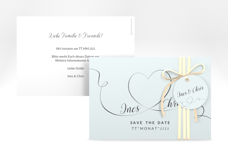 Save the Date-Karte Hochzeit Dolce A6 Karte quer tuerkis hochglanz