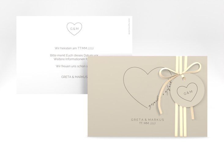 Save the Date-Karte Lebenstraum A6 Karte quer beige hochglanz