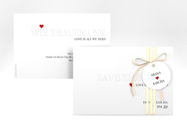 Save the Date-Karte Embossing A6 Karte quer rot hochglanz