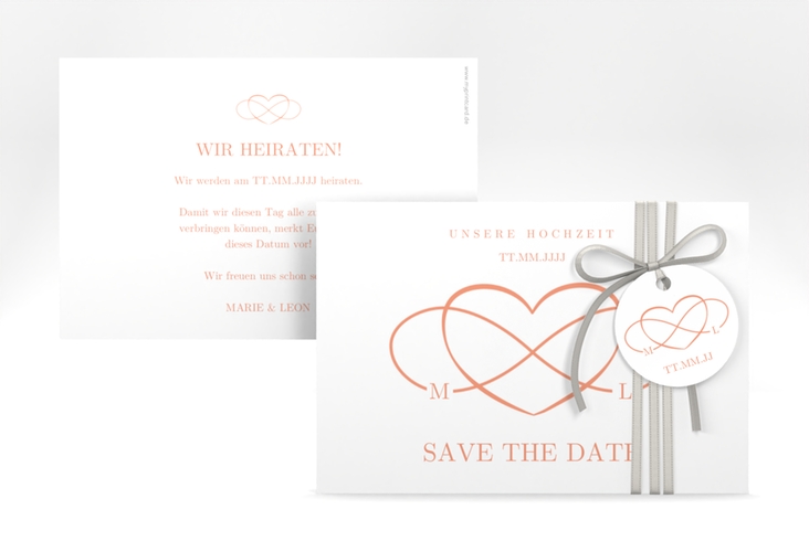 Save the Date-Karte Infinity A6 Karte quer apricot hochglanz
