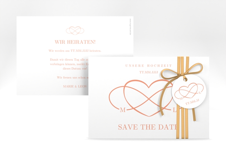 Save the Date-Karte Infinity A6 Karte quer apricot hochglanz