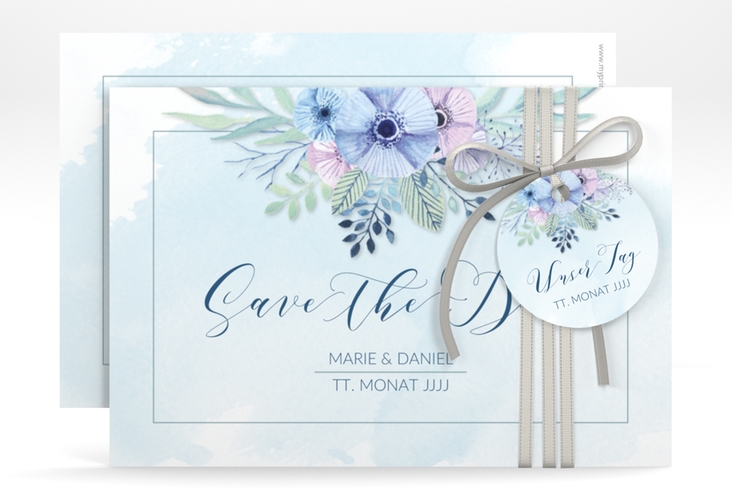 Save the Date-Karte Hochzeit Surfinia A6 Karte quer blau