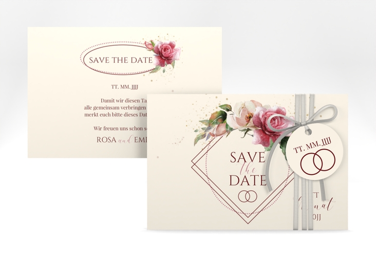Save the Date-Karte Rosenbogen A6 Karte quer beige