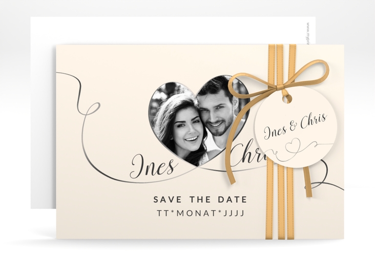 Save the Date-Karte Hochzeit Dolce A6 Karte quer beige hochglanz