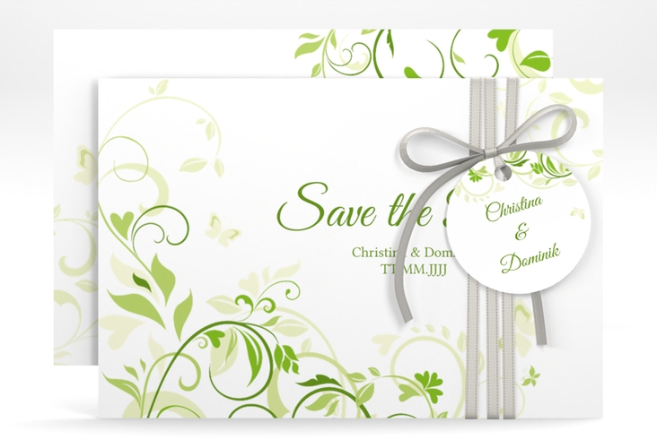 Save the Date-Karte Lilly A6 Karte quer gruen hochglanz
