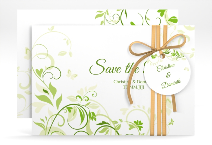 Save the Date-Karte Lilly A6 Karte quer gruen hochglanz