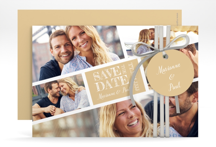 Save the Date-Karte Rise A6 Karte quer beige hochglanz