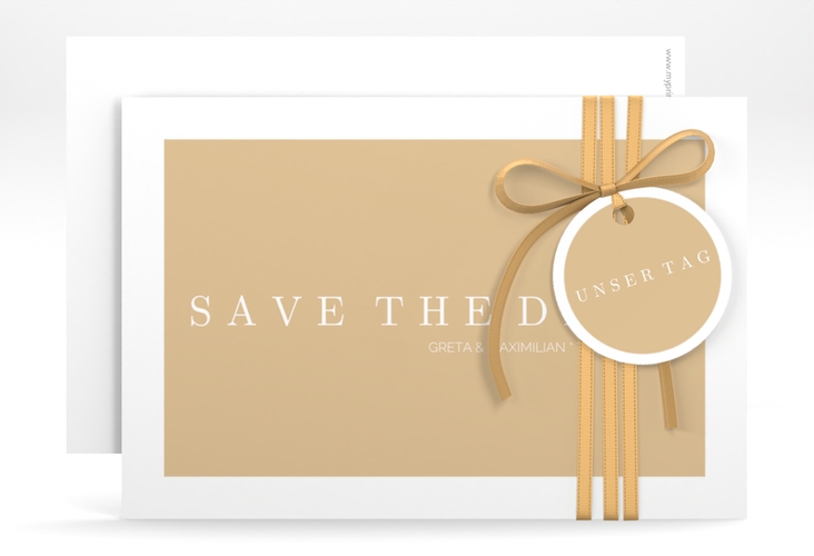 Save the Date-Karte Simply A6 Karte quer beige hochglanz