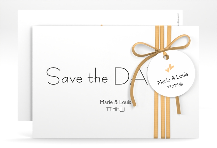 Save the Date-Karte Hochzeit Twohearts A6 Karte quer beige hochglanz