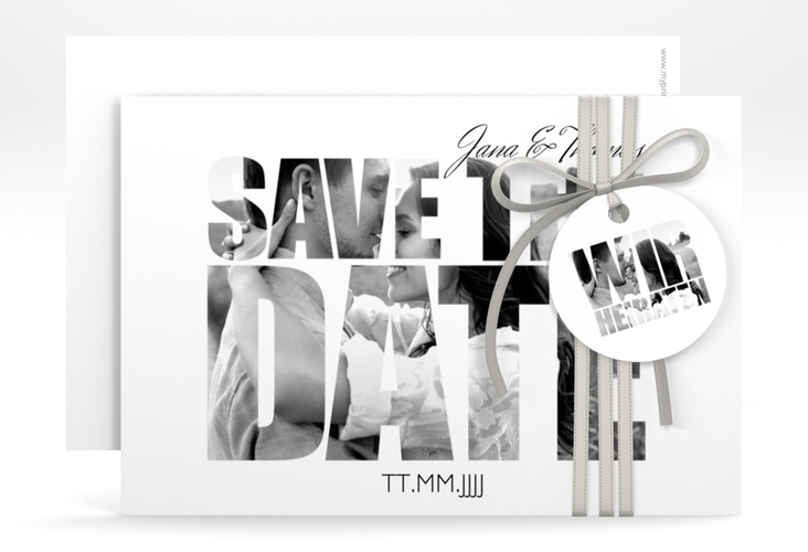 Save the Date-Karte Hochzeit Letters A6 Karte quer weiss hochglanz