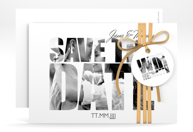 Save the Date-Karte Hochzeit Letters A6 Karte quer weiss hochglanz