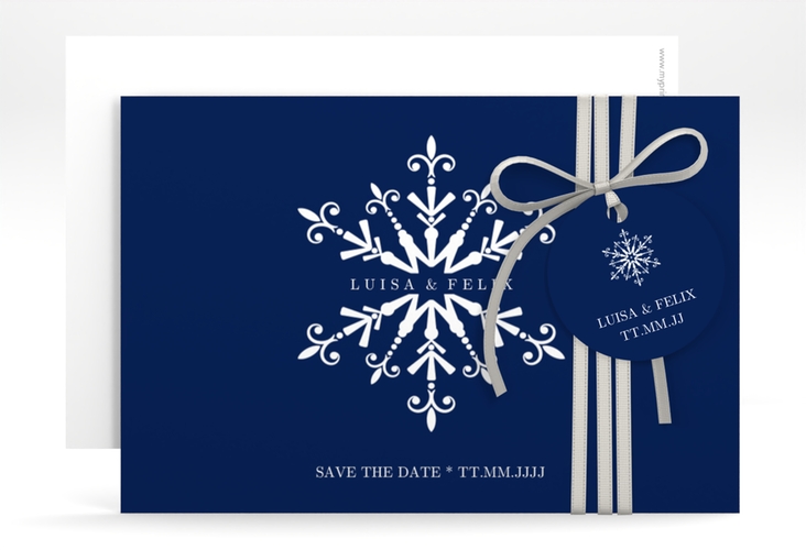 Save the Date-KarteCrystal A6 Karte quer mit Eiskristall
