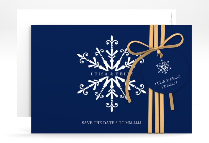 Save the Date-KarteCrystal A6 Karte quer mit Eiskristall