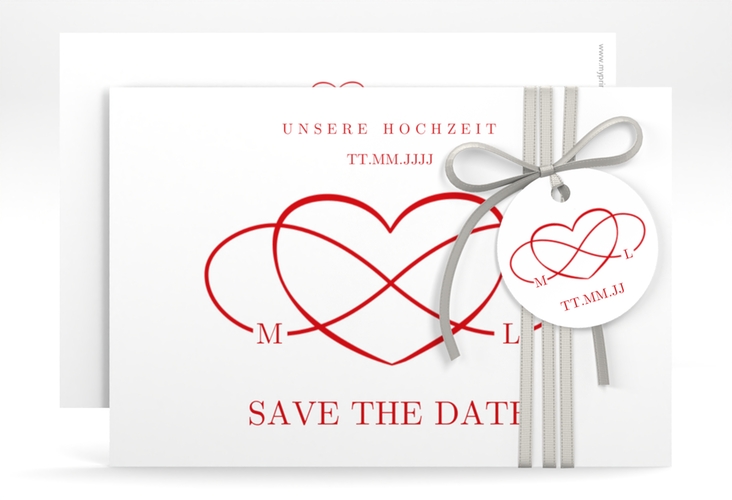 Save the Date-Karte Infinity A6 Karte quer rot hochglanz
