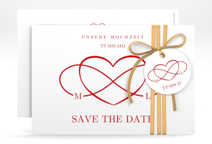 Save the Date-Karte Infinity A6 Karte quer rot hochglanz