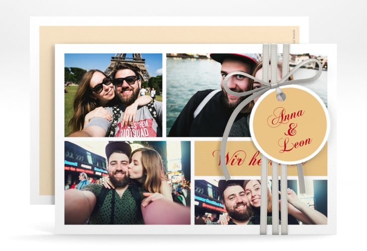 Save the Date-Karte Collage A6 Karte quer apricot