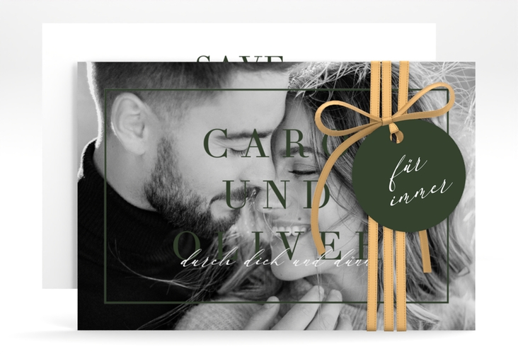 Save the Date-Karte Moment A6 Karte quer gruen hochglanz