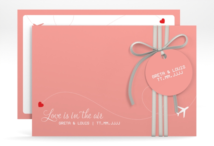 Save the Date-Karte Weddingpass A6 Karte quer rosa
