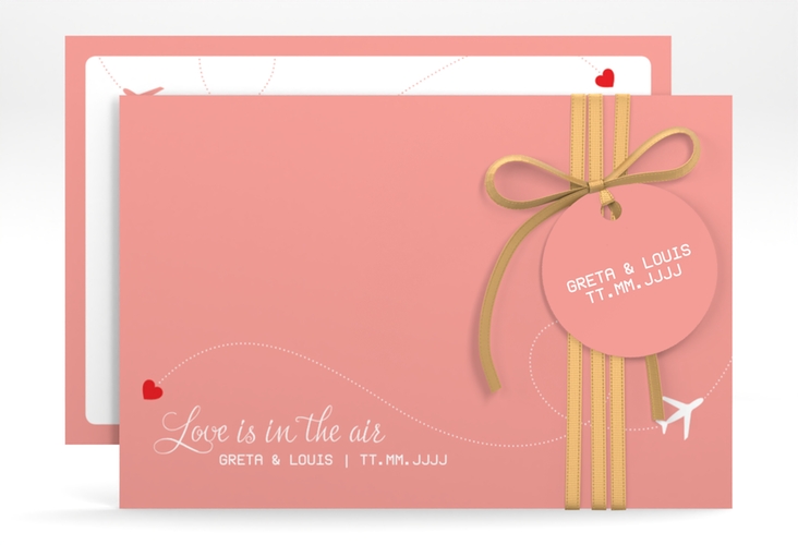 Save the Date-Karte Weddingpass A6 Karte quer rosa