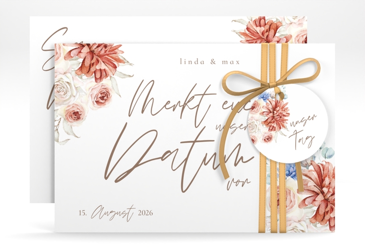 Save the Date-Karte Flowercloud A6 Karte quer bunt hochglanz