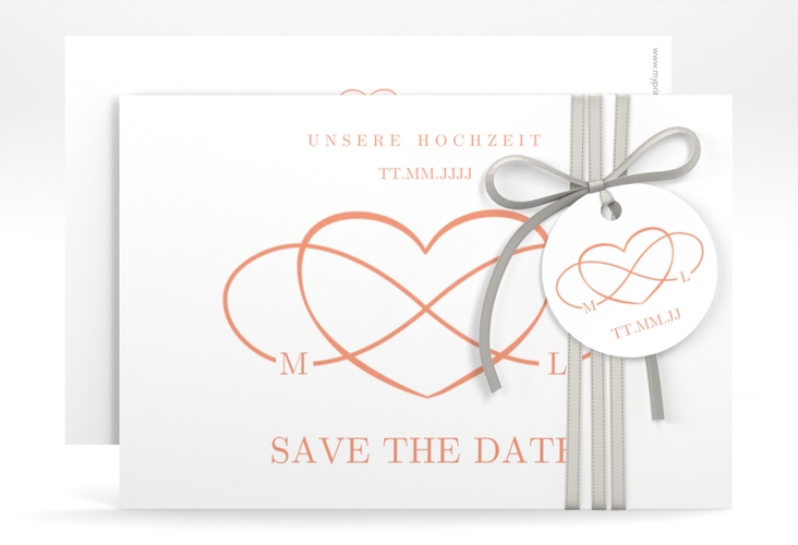 Save the Date-Karte Infinity A6 Karte quer apricot hochglanz