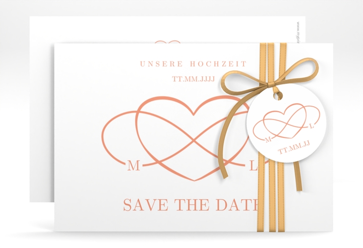 Save the Date-Karte Infinity A6 Karte quer apricot hochglanz