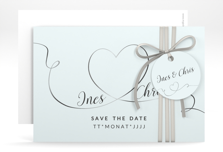 Save the Date-Karte Hochzeit Dolce A6 Karte quer tuerkis hochglanz