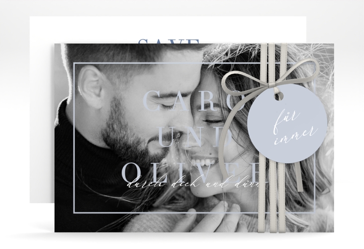 Save the Date-Karte Moment A6 Karte quer blau hochglanz