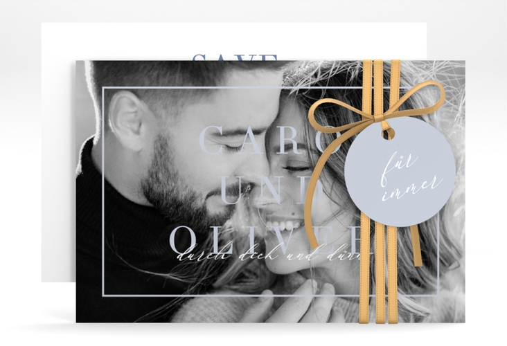 Save the Date-Karte Moment A6 Karte quer blau hochglanz