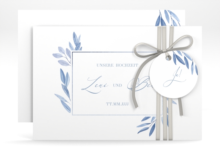 Save the Date-Karte Classicblue A6 Karte quer weiss hochglanz