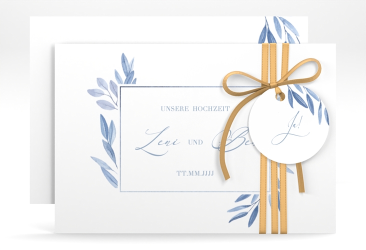 Save the Date-Karte Classicblue A6 Karte quer weiss hochglanz