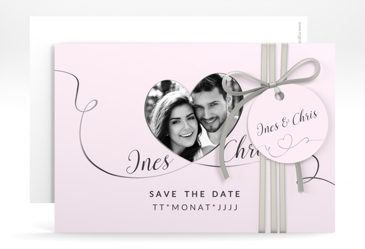 Save the Date-Karte Hochzeit Dolce A6 Karte quer rosa hochglanz