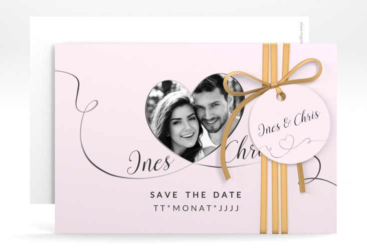 Save the Date-Karte Hochzeit Dolce A6 Karte quer rosa hochglanz