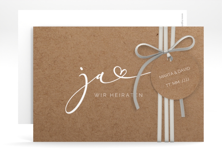 Save the Date-Karte Jawort A6 Karte quer hochglanz modern minimalistisch mit veredelter Aufschrift