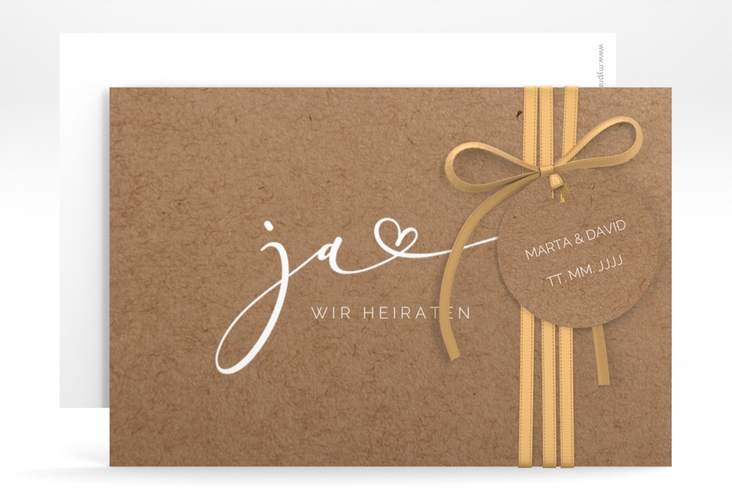 Save the Date-Karte Jawort A6 Karte quer hochglanz modern minimalistisch mit veredelter Aufschrift