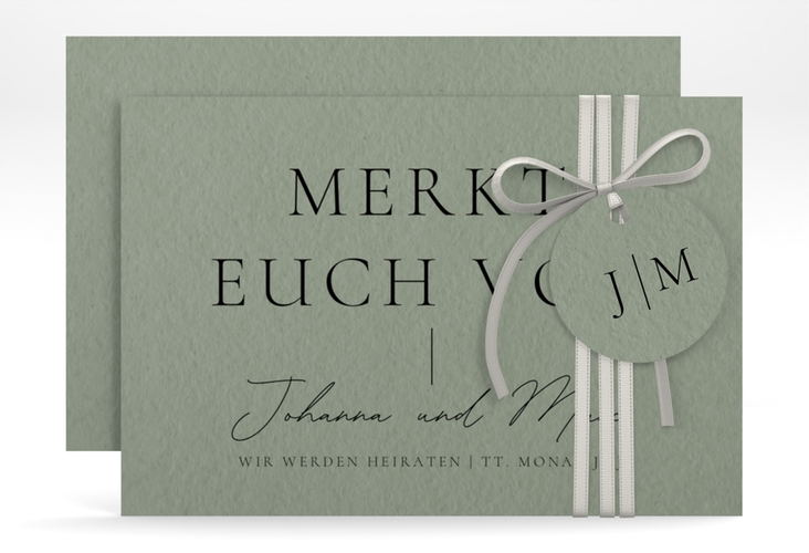 Save the Date-Karte Hochzeitsfreude A6 Karte quer gruen hochglanz