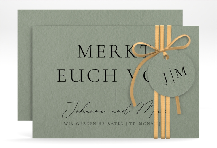 Save the Date-Karte Hochzeitsfreude A6 Karte quer gruen hochglanz