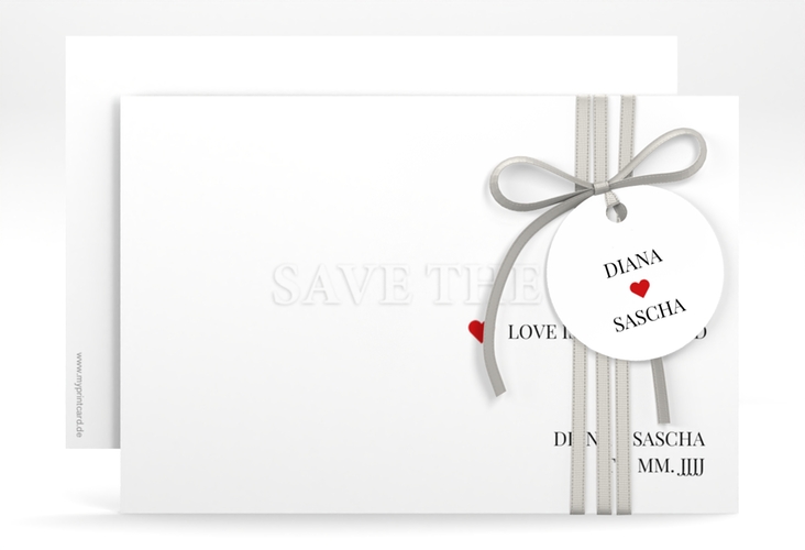 Save the Date-Karte Embossing A6 Karte quer rot hochglanz