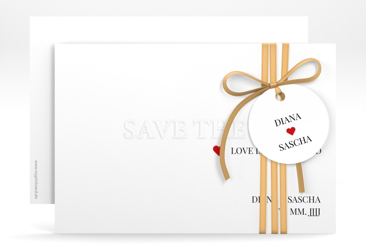 Save the Date-Karte Embossing A6 Karte quer rot hochglanz