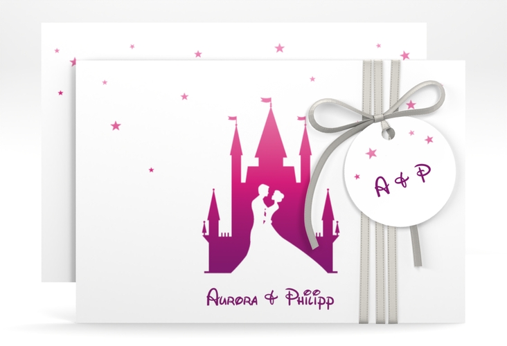 Save the Date-Karte Castle A6 Karte quer pink