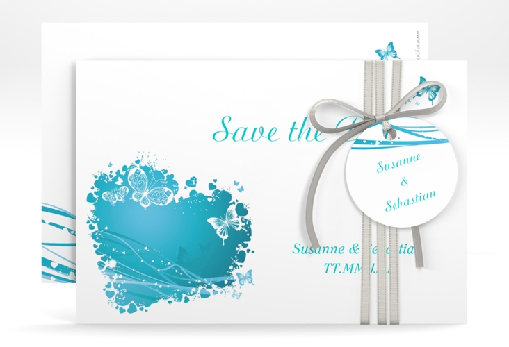 Save the Date-Karte Hochzeit "Mailand" A6 quer tuerkis