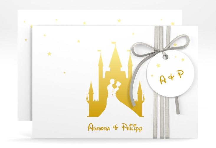 Save the Date-Karte Castle A6 Karte quer gold
