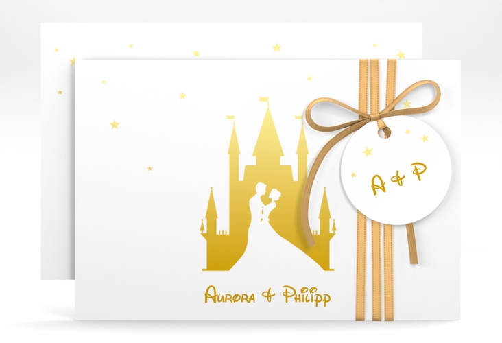 Save the Date-Karte Castle A6 Karte quer gold