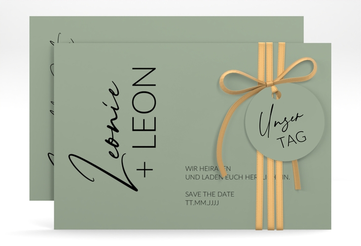 Save the Date-Karte Your Name A6 Karte quer gruen