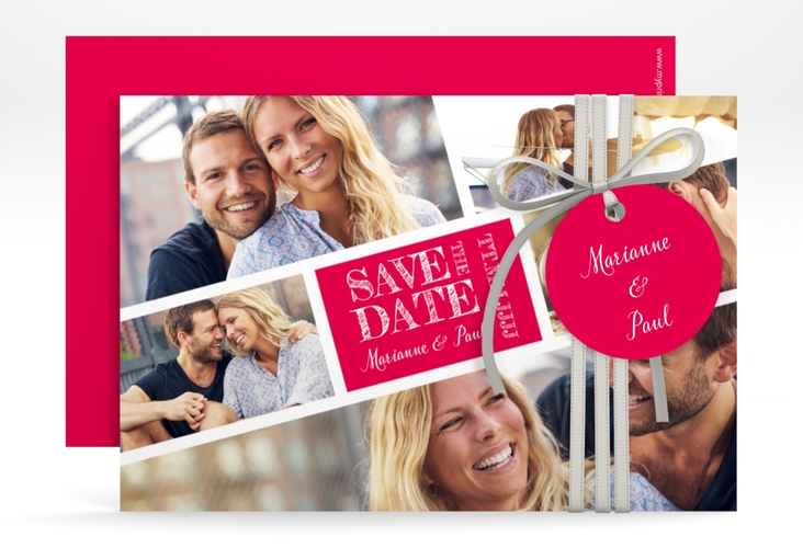 Save the Date-Karte Rise A6 Karte quer pink