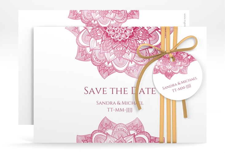 Save the Date-Karte Hochzeit Delight A6 Karte quer pink hochglanz